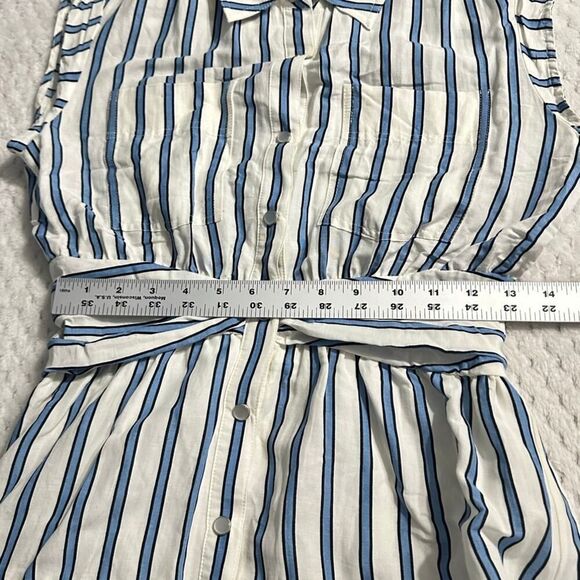 Derek Lam 10 Crosby Shirt Dress Women's 6‎ White Blue  Striped Tie Waist Mini - Picture 12 of 15